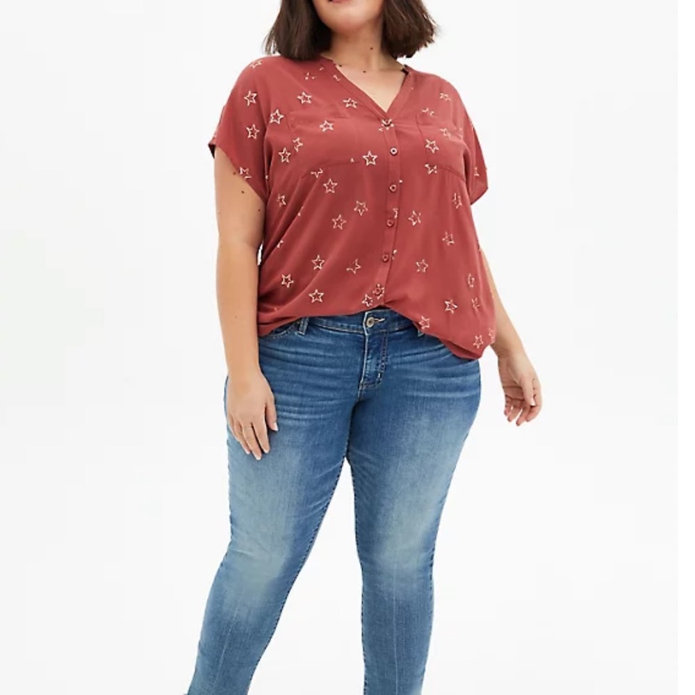 Dusty Rose Stars Challis Dolman Blouse